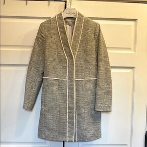 H&M Textured Coat with Cream Trim